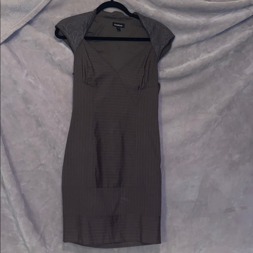 Cap Sleeve Classy Pin Stripe Bebe Dress